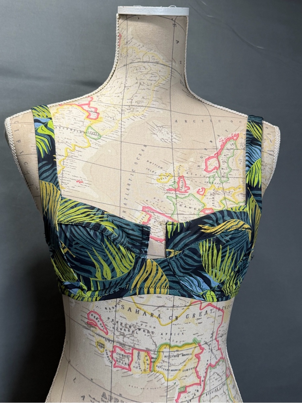 Victoria's Secret Tropical Leaf Underwire Bikini Top - Navy, Green, Yellow